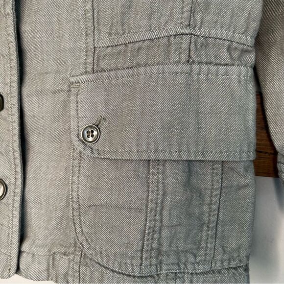 Caslon Cotton Khaki Green Quarter Sleeve Jacket Trench Coat Blazer Size M - Picture 7 of 15